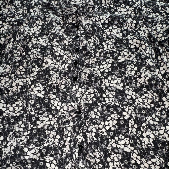 Vintage 90's Y2K Rena Rowan Silk Ruffle Blouse-Black/White-16W-GUC - Picture 2 of 6